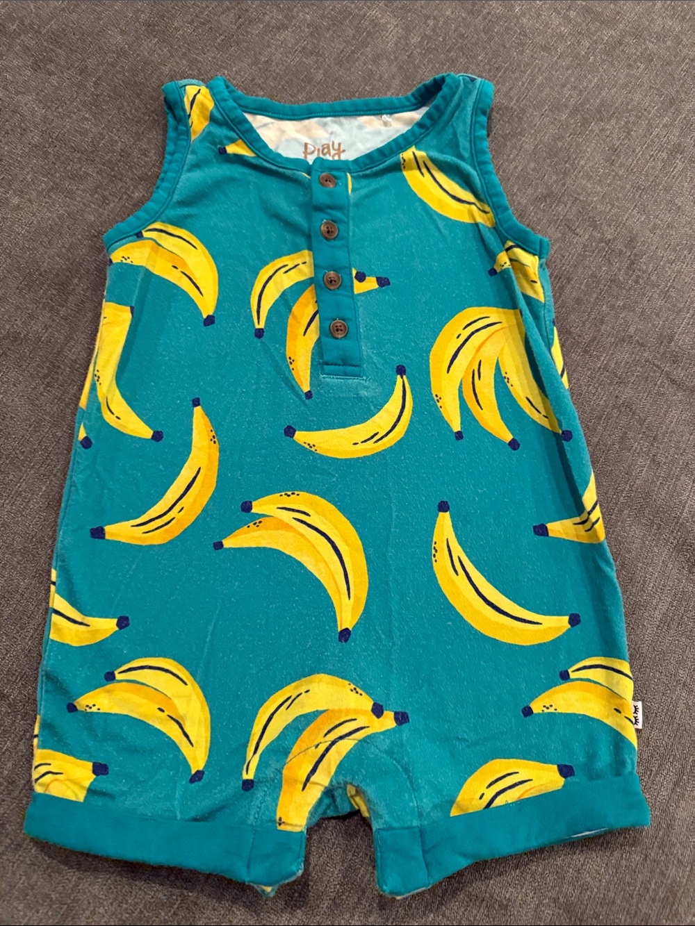 Little Sleepies Teal Tank Romper with Bananas